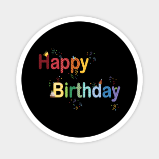 Happy Birthday In Colorful Letters With Confetti Magnet